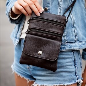 Paul & Taylor Genuine Leather Mini Crossbody Pouch Wallet Organizer Bag NWT